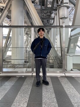 「MONKEY TIME（モンキータイム）のアイテム（デニムジャケット）」を使った、Kentaro Nishimotoさん（メンズ・170cm）の冬コーディネート