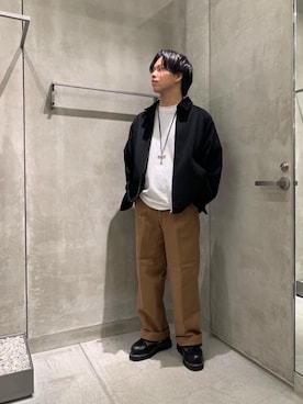 「メルトン」｜「アイテム（ブルゾン）」を使った、Kentaro Nishimotoさん（メンズ・170cm）の冬コーディネート