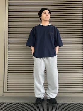 「MONKEY TIME（モンキータイム）のアイテム（スウェットパンツ）」を使った、Kentaro Nishimotoさん（メンズ・170cm）の春コーディネート