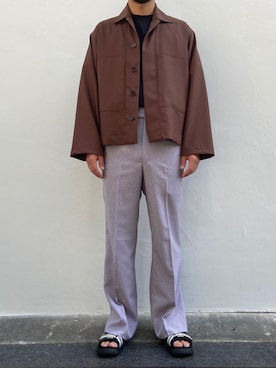 「markaware（マーカウェア）のアイテム（トップス）」を使った、田中貴大さん（メンズ・168cm）の春コーディネート
