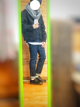 「ロールアップ」｜「アイテム（カバーオール）」を使った、HARUさん（メンズ・163cm）の冬コーディネート
