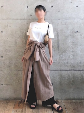 「アレンジ」｜「アイテム（シャツワンピース）」を使った、ten⭐︎ichiko       さん（レディース・157cm）の夏コーディネート