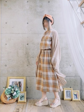 「チェックワンピース」｜「アイテム（ジャンパースカート）」を使った、ten⭐︎ichiko       さん（レディース・157cm）の夏コーディネート