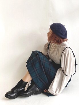 「袖ボリューム」｜「アイテム（ジャンパースカート）」を使った、ten⭐︎ichiko       さん（レディース・157cm）の秋コーディネート