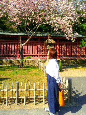 「Gramicci（グラミチ）のアイテム（その他パンツ、ブルー系）」を使った、ぶーちゃんさん（レディース）の春コーディネート