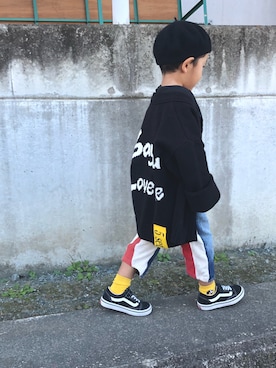 「ストリート服が好き」｜「アイテム（ハンチング/ベレー帽）」を使った、Ryurioさん（キッズ・100cm）の秋コーディネート