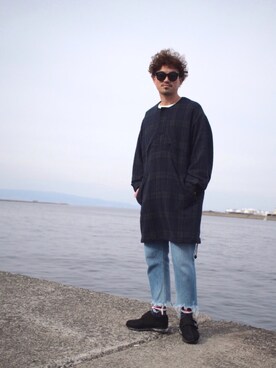 「masterkey（マスターキー）のアイテム（ノーカラージャケット）」を使った、イシバシトモヒロさん（メンズ・173cm）の春コーディネート