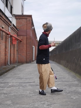 「masterkey（マスターキー）のアイテム（帽子）」を使った、イシバシトモヒロさん（メンズ・173cm）の秋コーディネート