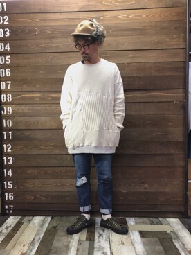 「masterkey（マスターキー）のアイテム（帽子）」を使った、イシバシトモヒロさん（メンズ・173cm）の秋コーディネート