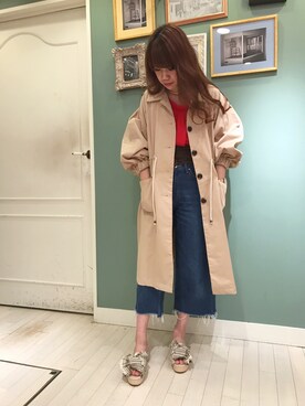 「RANDA（ランダ）のアイテム（ステンカラーコート）」を使った、haruka babaさん（レディース・165cm）の春コーディネート