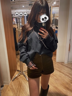 「ジーナシス」｜「アイテム（パーカー）」を使った、𝐌𝐈𝐒𝐀𝐊𝐈さん（レディース・156cm）の冬コーディネート