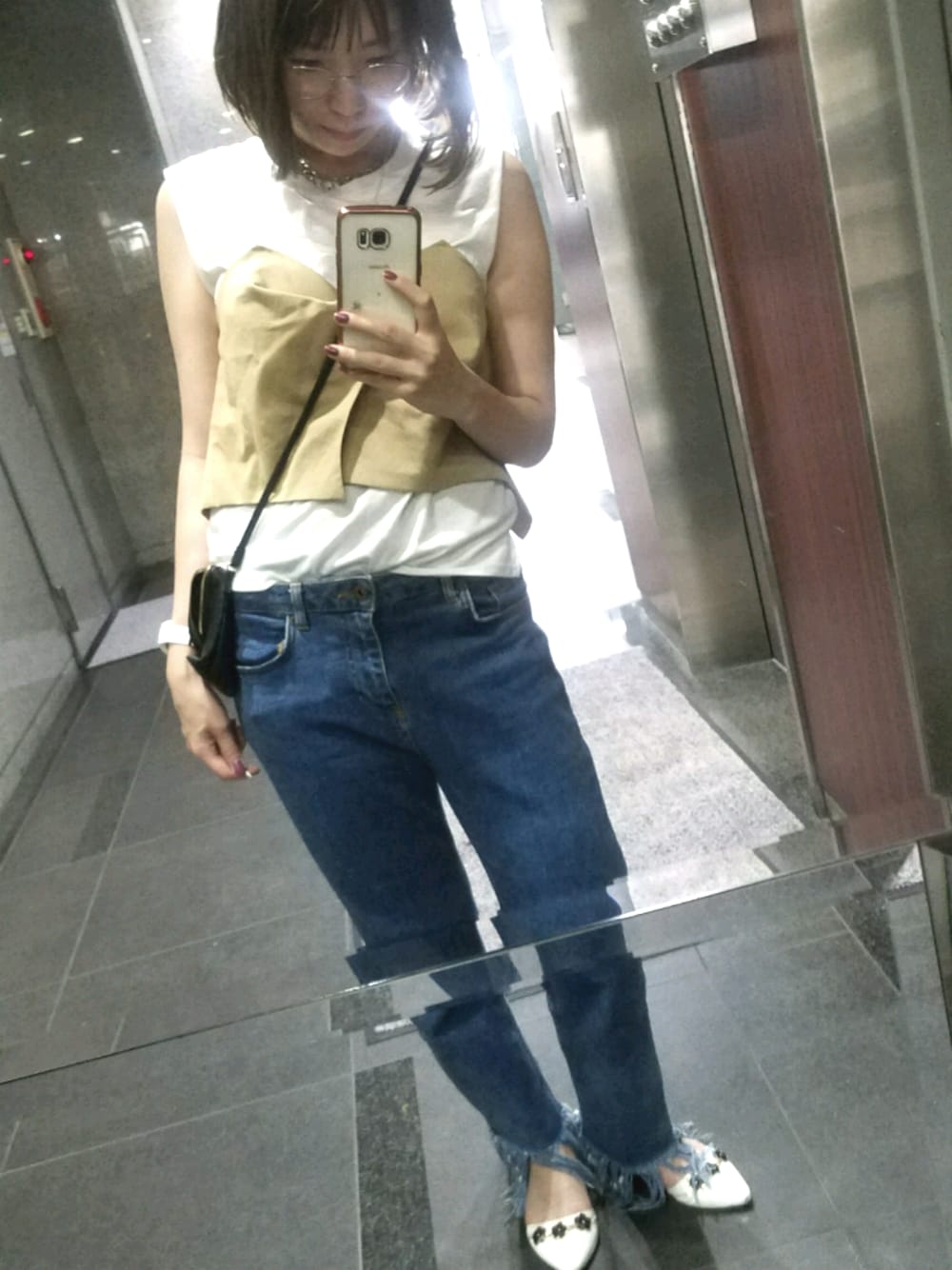 「ROSE BUDの(P.P)R8471-307UH（Tシャツ/カットソー、ホワイト系）」を使った、ぴこさん（レディース・166cm）の夏コーディネートの1枚目の写真