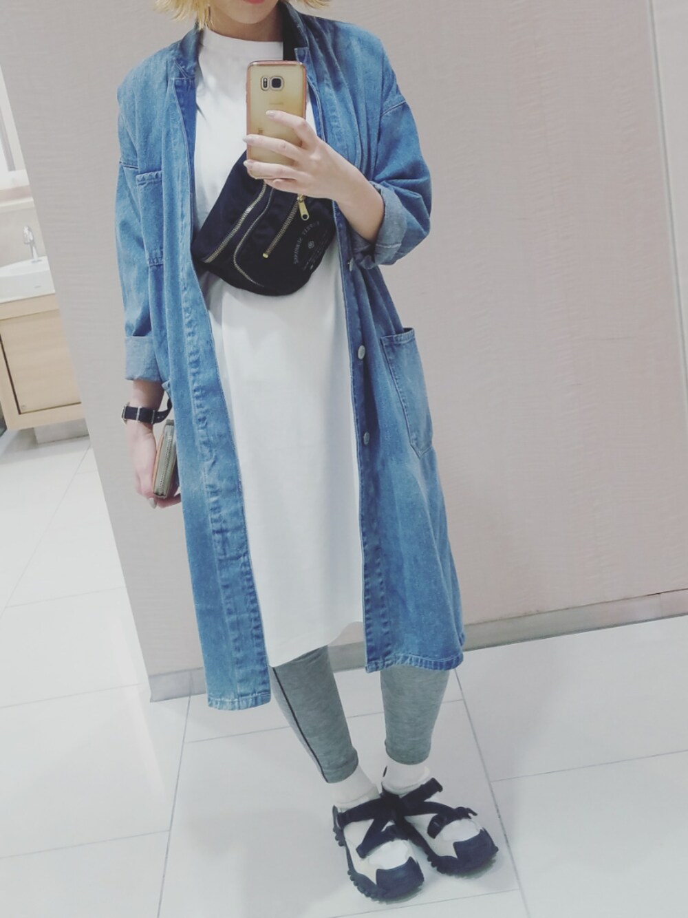 「jouetieのアイテム（デニムジャケット、その他）」を使った、ぴこさん（レディース・166cm）の春コーディネートの1枚目の写真