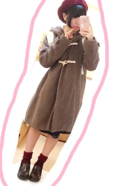 「ナチュラル」｜「アイテム（ダッフルコート）」を使った、eさん（レディース・146cm）の冬コーディネート