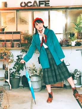 「レトロ」｜「アイテム（ダウンジャケット/コート）」を使った、sioneさん（レディース・162cm）の冬コーディネート