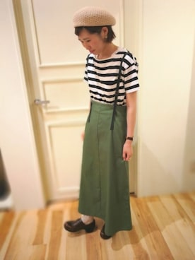 「Samansa Mos2 blue（サマンサモスモスブルー）のアイテム（ハンチング/ベレー帽）」を使った、はるさんさん（レディース・163cm）の春コーディネート
