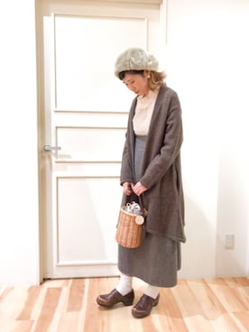 「Samansa Mos2 blue（サマンサモスモスブルー）のアイテム（ハンチング/ベレー帽）」を使った、はるさんさん（レディース・163cm）の秋コーディネート