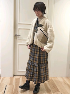「Samansa Mos2 blue（サマンサモスモスブルー）のアイテム（その他アウター）」を使った、はるさんさん（レディース・163cm）の秋コーディネート