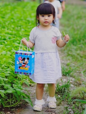 「3can4on（サンカンシオン）のアイテム（サンダル）」を使った、cindy妹妹さん（キッズ・90cm）の夏コーディネート
