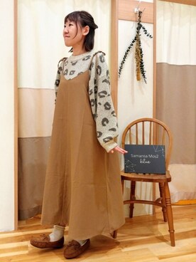「Samansa Mos2 blue（サマンサモスモスブルー）のアイテム（モカシン/デッキシューズ）」を使った、まなさん（レディース・152cm）の秋コーディネート