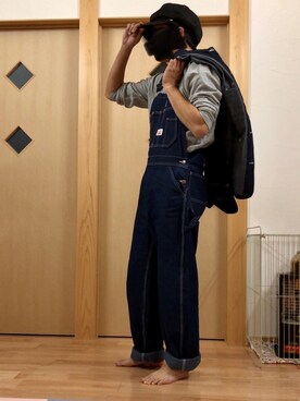 「アイテム（キャスケット、ブルー系）」を使った、眼鏡(本体)さん（メンズ・173cm）の春コーディネート