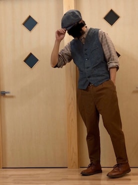 「アイテム（キャスケット）」を使った、眼鏡(本体)さん（メンズ・173cm）の春コーディネート