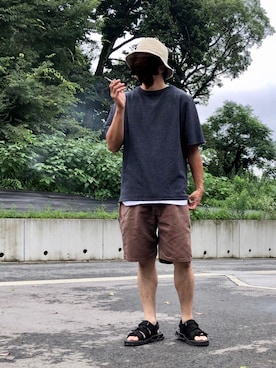 「Ranch standard（ランチスタンダード）のアイテム」を使った、眼鏡(本体)さん（メンズ・173cm）の夏コーディネート