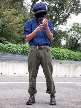 「OSHKOSH（オシュコシュ）のアイテム（チノパンツ）」を使った、眼鏡(本体)さん（メンズ・173cm）の秋コーディネート