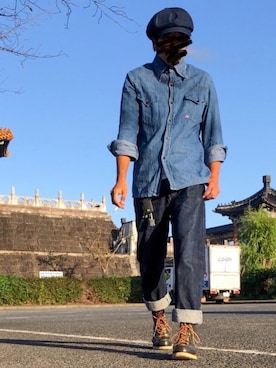 「秋のマイ旬スタイル」｜「アイテム（キャスケット）」を使った、眼鏡(本体)さん（メンズ・173cm）の秋コーディネート