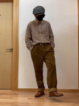 「秋のマイ旬スタイル」｜「アイテム（キャスケット）」を使った、眼鏡(本体)さん（メンズ・173cm）の秋コーディネート