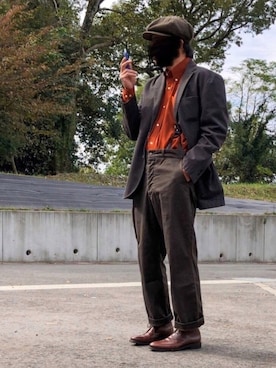 「アイテム（サスペンダー）」を使った、眼鏡(本体)さん（メンズ・173cm）の秋コーディネート