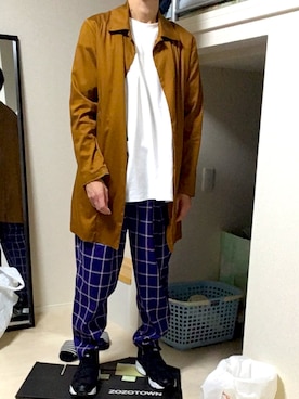 「STUDIOUS（ステュディオス）のアイテム（ステンカラーコート）」を使った、T.HRSWさん（メンズ・170cm）の秋コーディネート