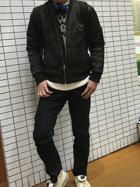 「JOURNAL STANDARD（ジャーナルスタンダード）のアイテム（MA-1）」を使った、ヒサさん（メンズ・170cm）の冬コーディネート