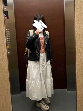 「H&M（エイチ・アンド・エム）のアイテム（ライダースジャケット）」を使った、yupon1013さん（レディース・156cm）の春コーディネート