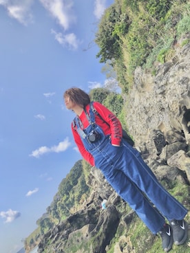 「AIR MAX」｜「アイテム（サロペット/オーバーオール）」を使った、mariaさん（レディース・161cm）の春コーディネート