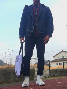 「CONVERSE（コンバース）のCONVERSE コンバース ジャック パーセル / JACK PURCEL（スニーカー）」を使った、Minsさん（メンズ・176cm）の冬コーディネート