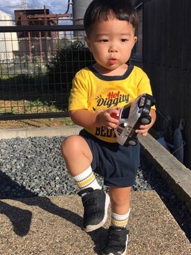 「Carter's（カーターズ）のアイテム（トップス）」を使った、ryumacodeさん（キッズ・80cm）の秋コーディネート