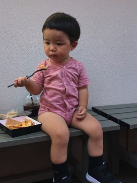 「アイテム（ロンパース）」を使った、ryumacodeさん（キッズ・70cm）の秋コーディネート