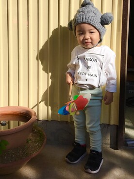 「アイテム（レッグウェア、グリーン系）」を使った、ryumacodeさん（キッズ・80cm）の秋コーディネート