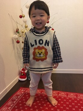 「OLD NAVY（オールドネイビー）のアイテム（シャツ/ブラウス）」を使った、ryumacodeさん（キッズ・80cm）の冬コーディネート