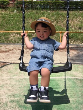 「babyGAP（babyGAP）のアイテム（オールインワン・サロペット）」を使った、ryumacodeさん（キッズ・80cm）の夏コーディネート