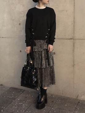 「skirt」｜「アイテム（スウェット）」を使った、YUIさん（レディース・152cm）の春コーディネート