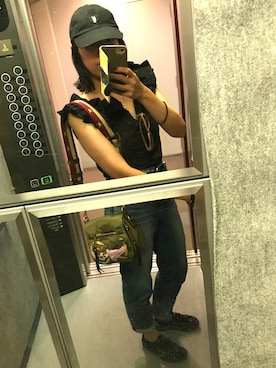 「ヤヌーク」｜「アイテム（帽子）」を使った、mu-さん（レディース・160cm）の夏コーディネート