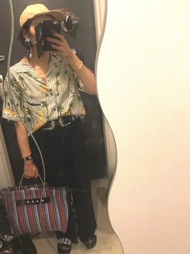 「MSGM（エムエスジーエム）のアイテム（サンダル）」を使った、mu-さん（レディース・161cm）の夏コーディネート