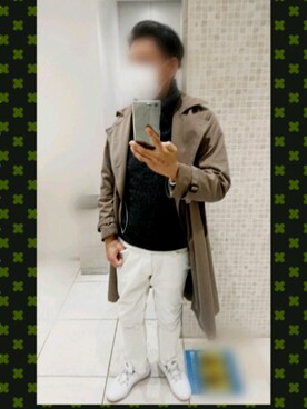 「NANO universe（ナノユニバース）のアイテム（トレンチコート）」を使った、Black manさん（メンズ・177cm）の冬コーディネート