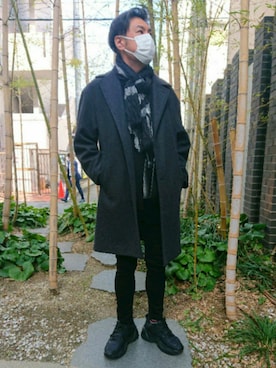 「アイテム（その他アウター）」を使った、Black manさん（メンズ・177cm）の冬コーディネート