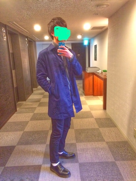 「ユナイテッドアローズ」｜「アイテム（ステンカラーコート）」を使った、takuさん（メンズ・180cm）の冬コーディネート
