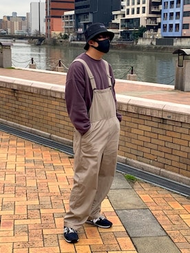 「kutir（クティール）のアイテム（オールインワン・サロペット）」を使った、ゆーきさん（メンズ・173cm）の春コーディネート