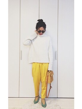 「Ameri（アメリ）のアイテム（かごバッグ）」を使った、yumi_mamaさん（レディース・159cm）の春コーディネート