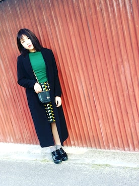 「レトロ」｜「アイテム（ダウンジャケット/コート）」を使った、ちゃんももさん（レディース・159cm）の冬コーディネート